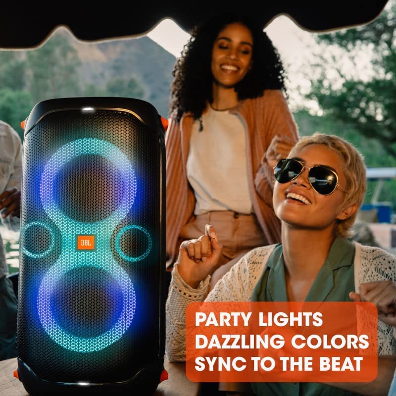 Black Portable Party Speaker with Built-in Lights O6797