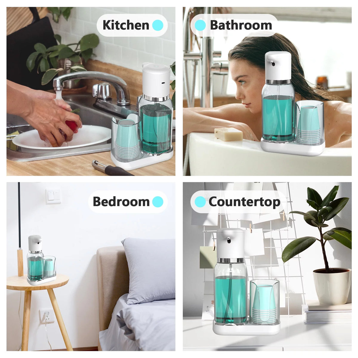 25oz Electric Mouthwash Dispenser with Cup Holder C4236