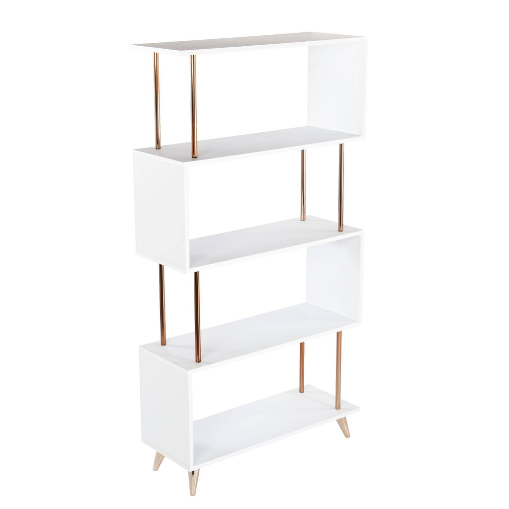 White and Champagne 4 Shelf Bookcase Y168
