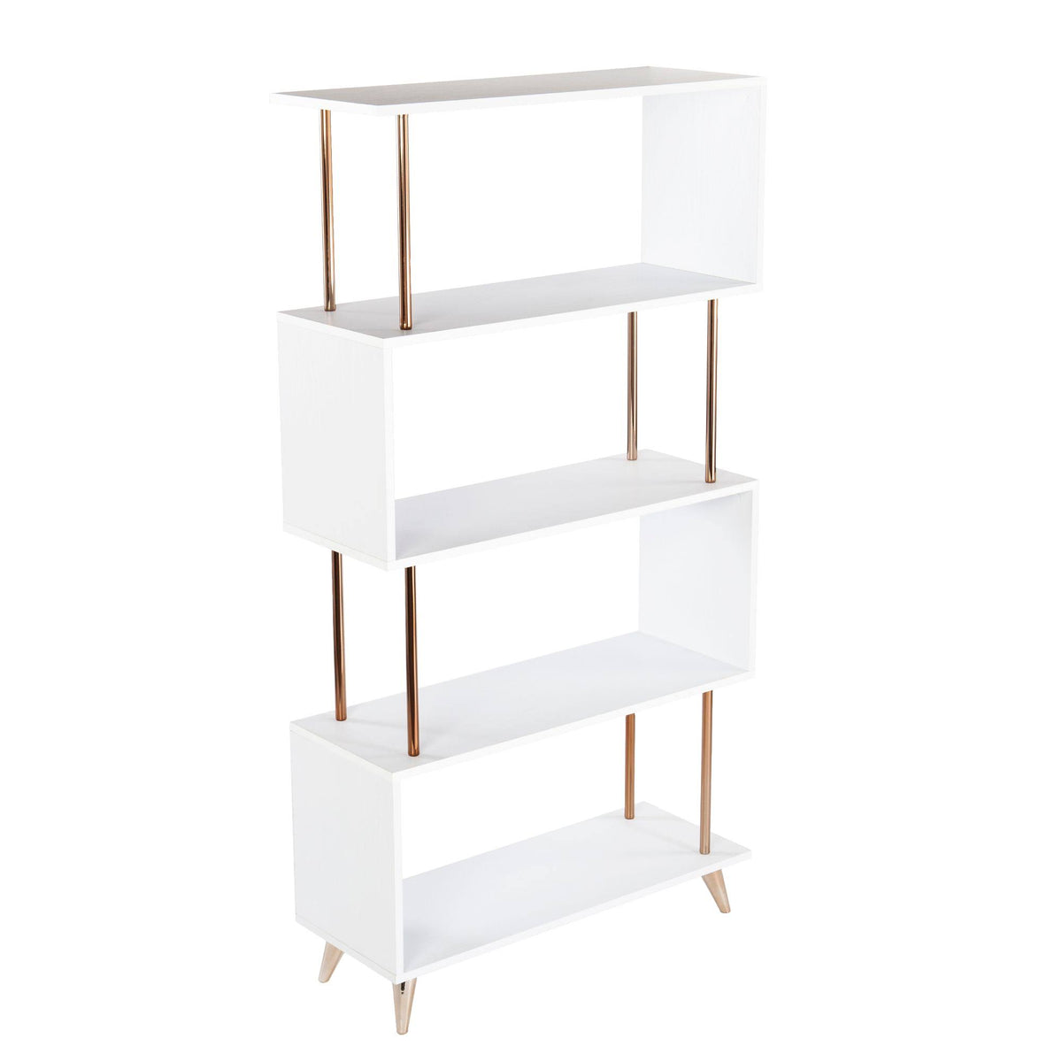White and Champagne 4 Shelf Bookcase Y168