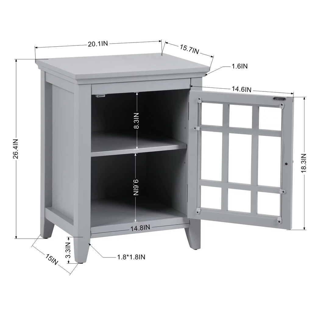 Grey Bedside Table with Storage Compartments A672