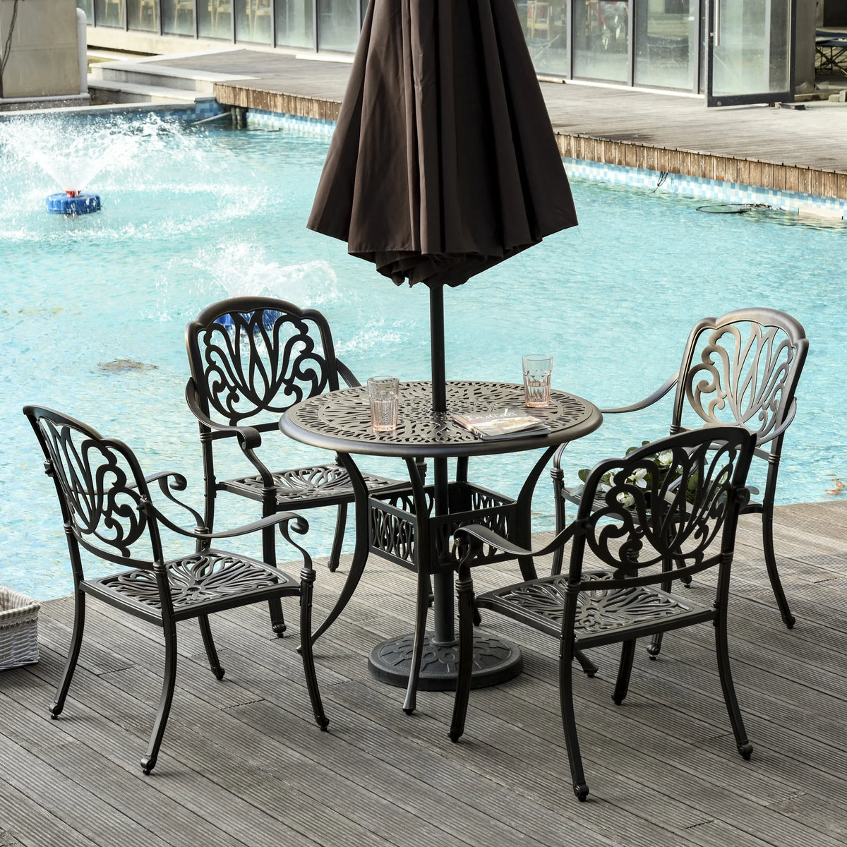 Cast Aluminum Patio Dining Set for 4 Y35376