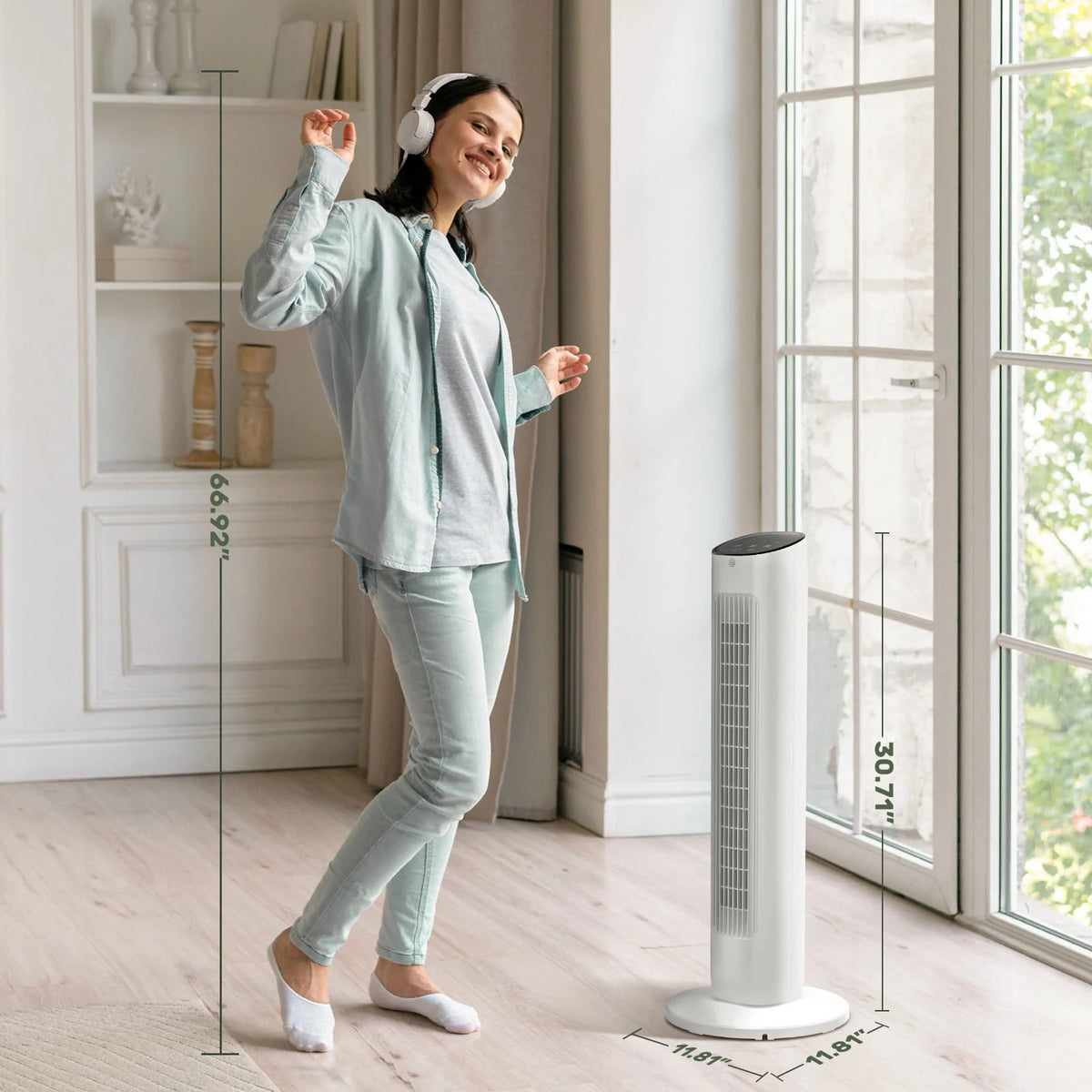 Black 30 Oscillating Tower Fan with 8 Speeds D690039