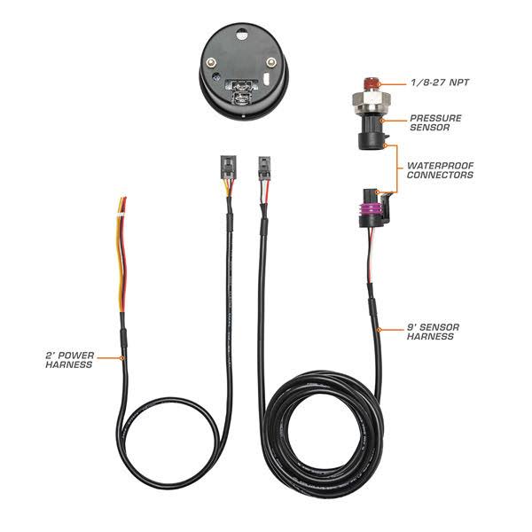 Black 7 Color 100 PSI Fuel Pressure Gauge Kit I295