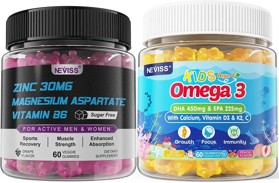 Zinc and Magnesium Supplement + Kids Omega 3 Gummies P5091