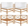 2 pcs Solid Teak Wood Corner Sofas with Cushions X118754