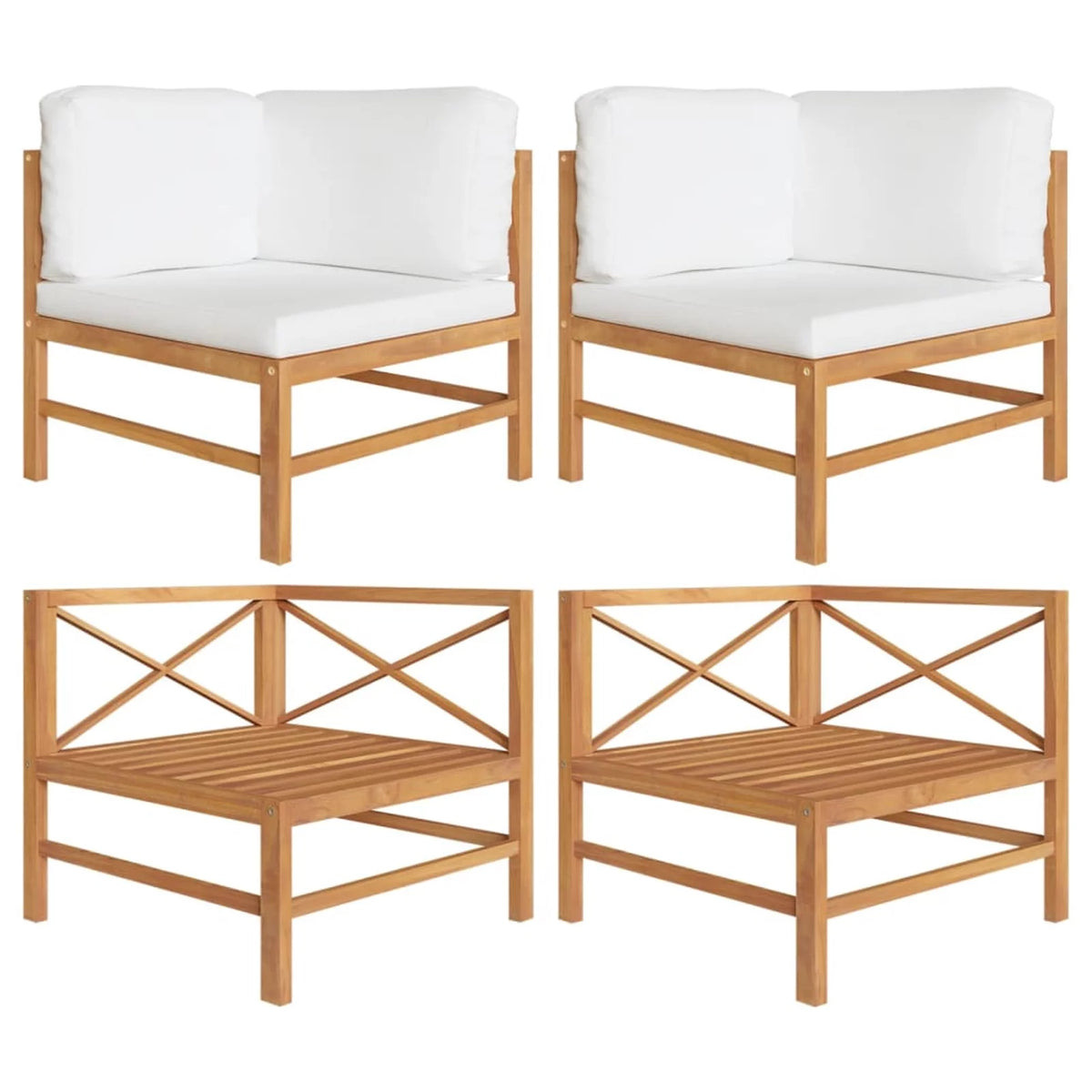 2 pcs Solid Teak Wood Corner Sofas with Cushions X118754