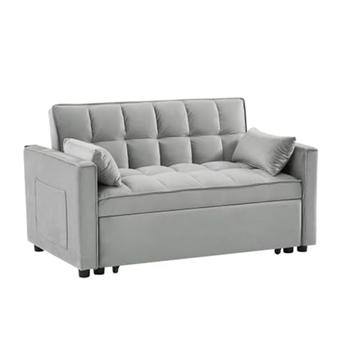 Pink Fabric Convertible Sleeper Sofa Bed with Toss Pillows F946
