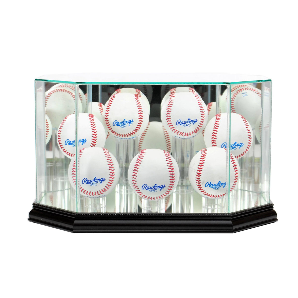 7 Baseball Display Case with Black Wood A693