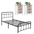 3-Piece Bedroom Set with Metal Bed Frame and 2 Nightstand J177914
