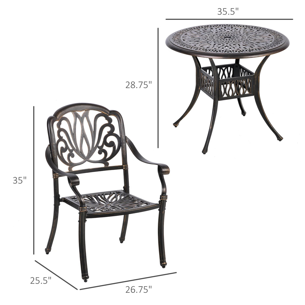 Cast Aluminum Patio Dining Set for 4 Y35376