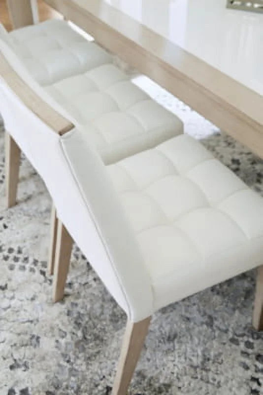 White & Beige Upholstered Side Chair, 2 Count X37964