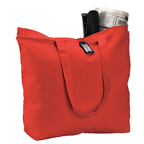 6 Pack Large Canvas Tote Bag with Zippered Closure E66457