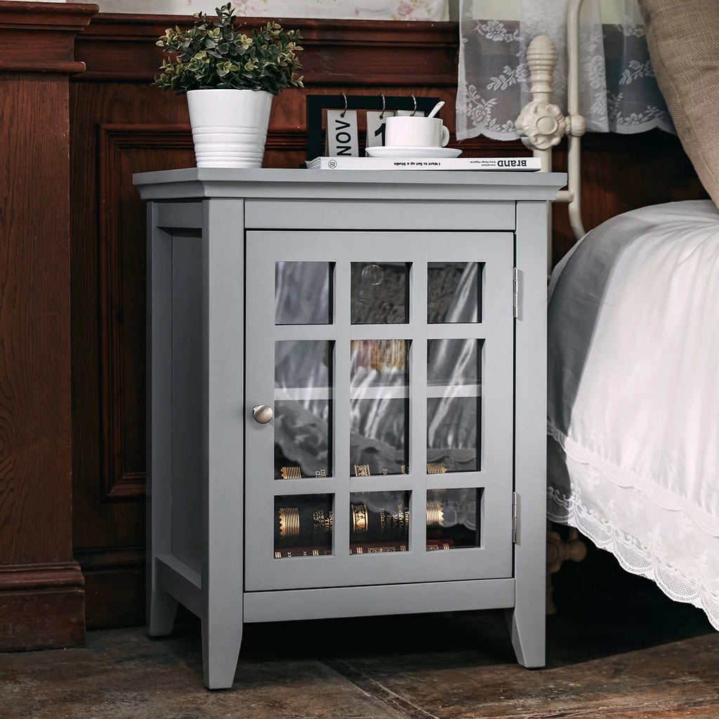 Grey Bedside Table with Storage Compartments A672