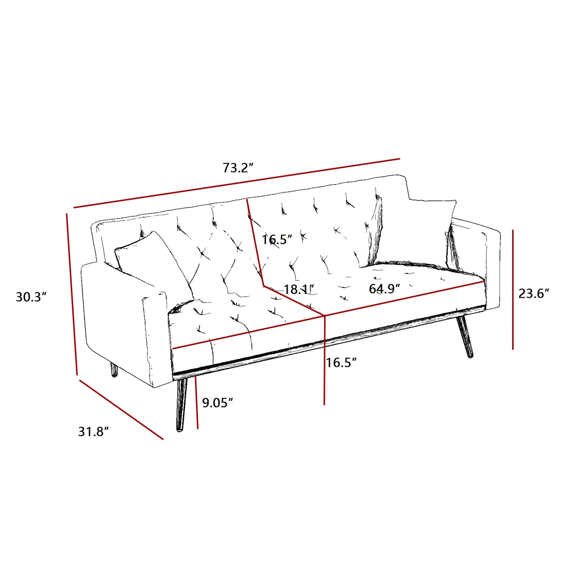 Convertible Folding Futon Sofa Bed H143