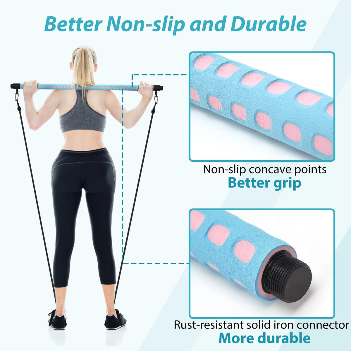 Adjustable Pilates Bar Kit with 4 Resistance Bands S754916