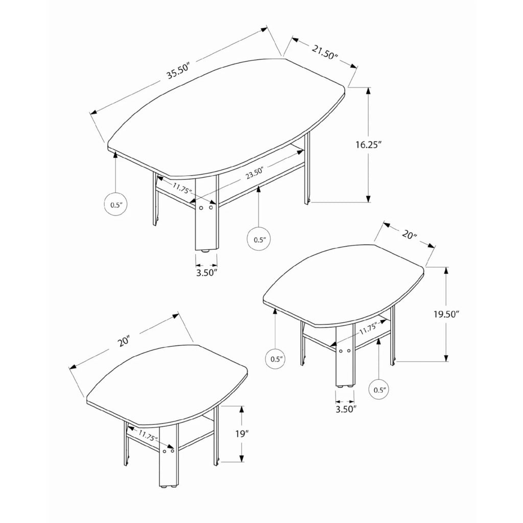 Black 3pcs Table Set U733451