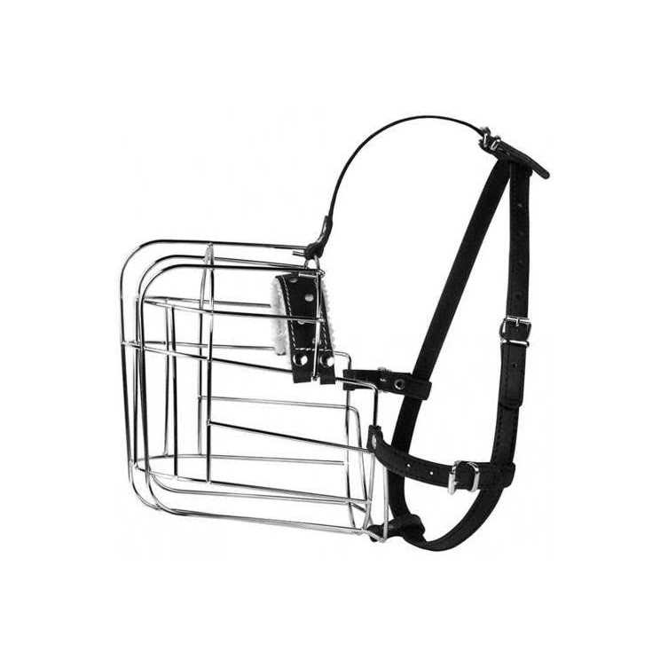 Metal Dog Muzzle Wire Basket with Leather Straps O47603