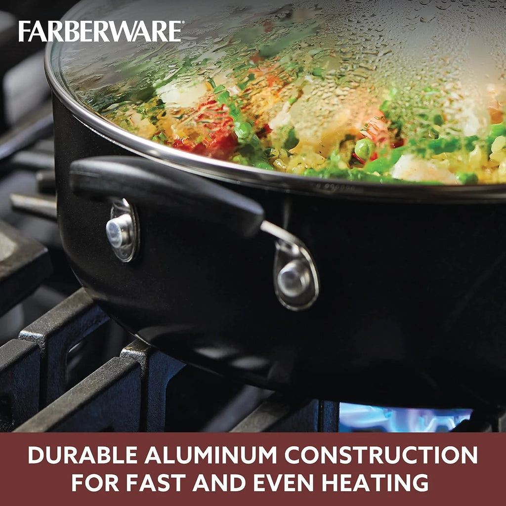 Black 6 Quart Nonstick Saute Pan with Lid E600