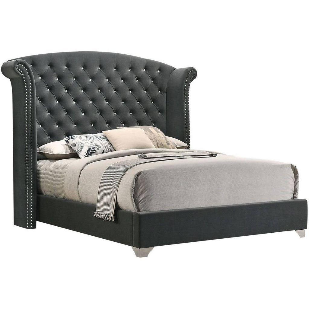 Grey Queen Wingback Upholstered Bed C84022