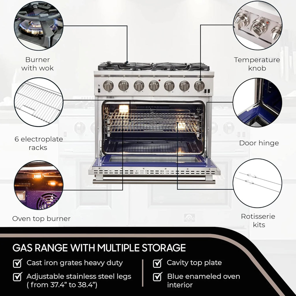 36" Freestanding Gas Range V8520