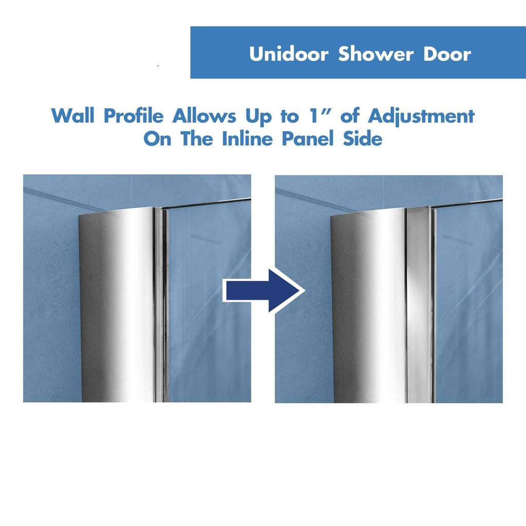 Satin Black Frameless Hinged Shower Door with Shelves W221534