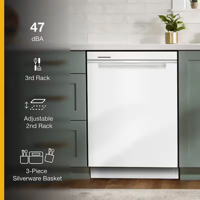 White Built-In Dishwasher with Third Level Rack O196369