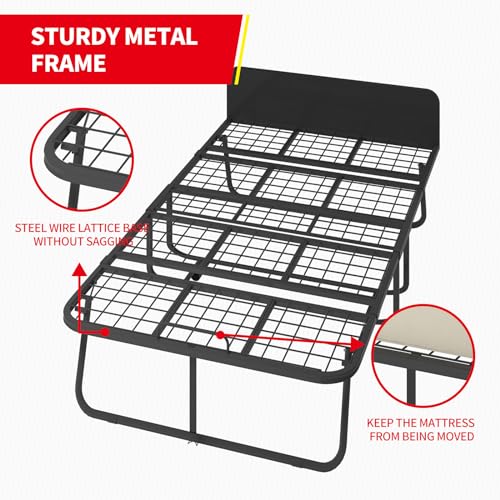 Twin Size Folding Bed with 4" Memory Foam Mattress & Metal Frame T896956