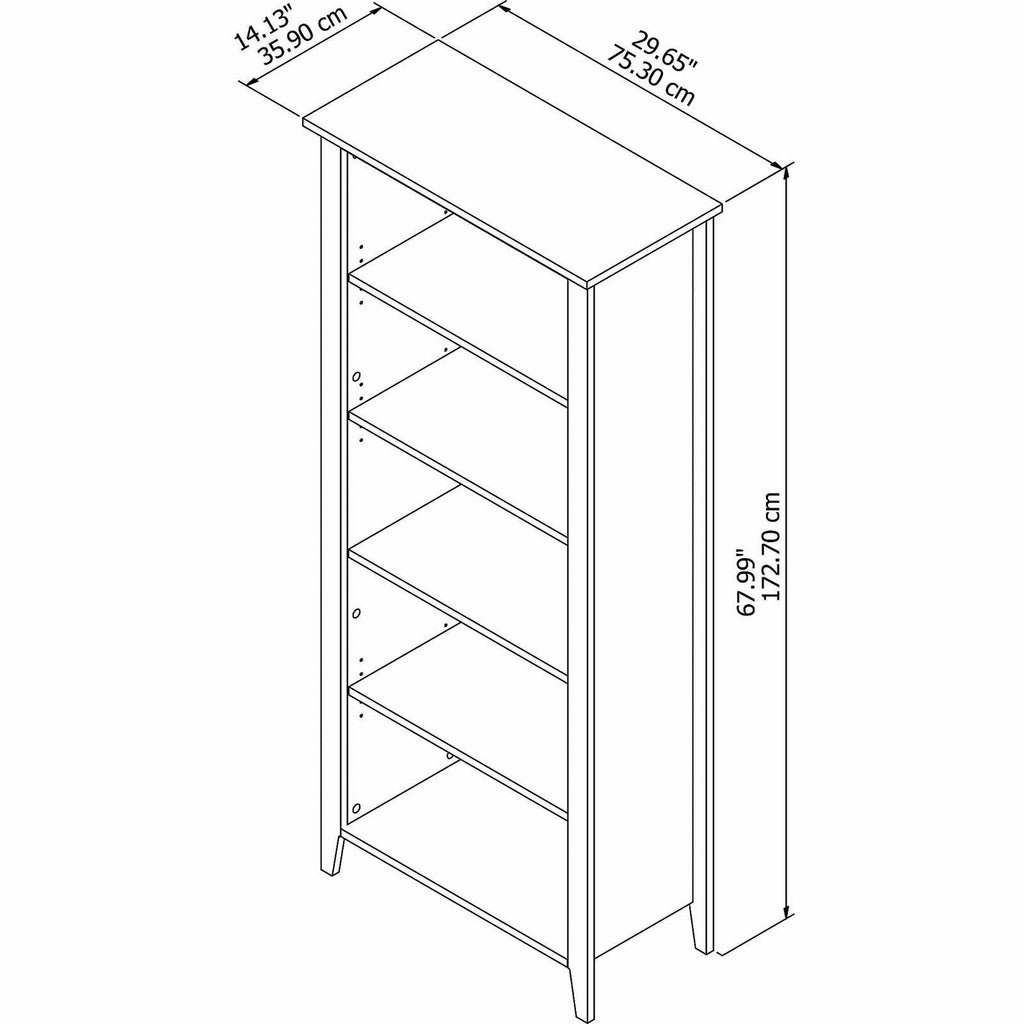 5 Shelf Bookcase, Black Suede Oak T1245