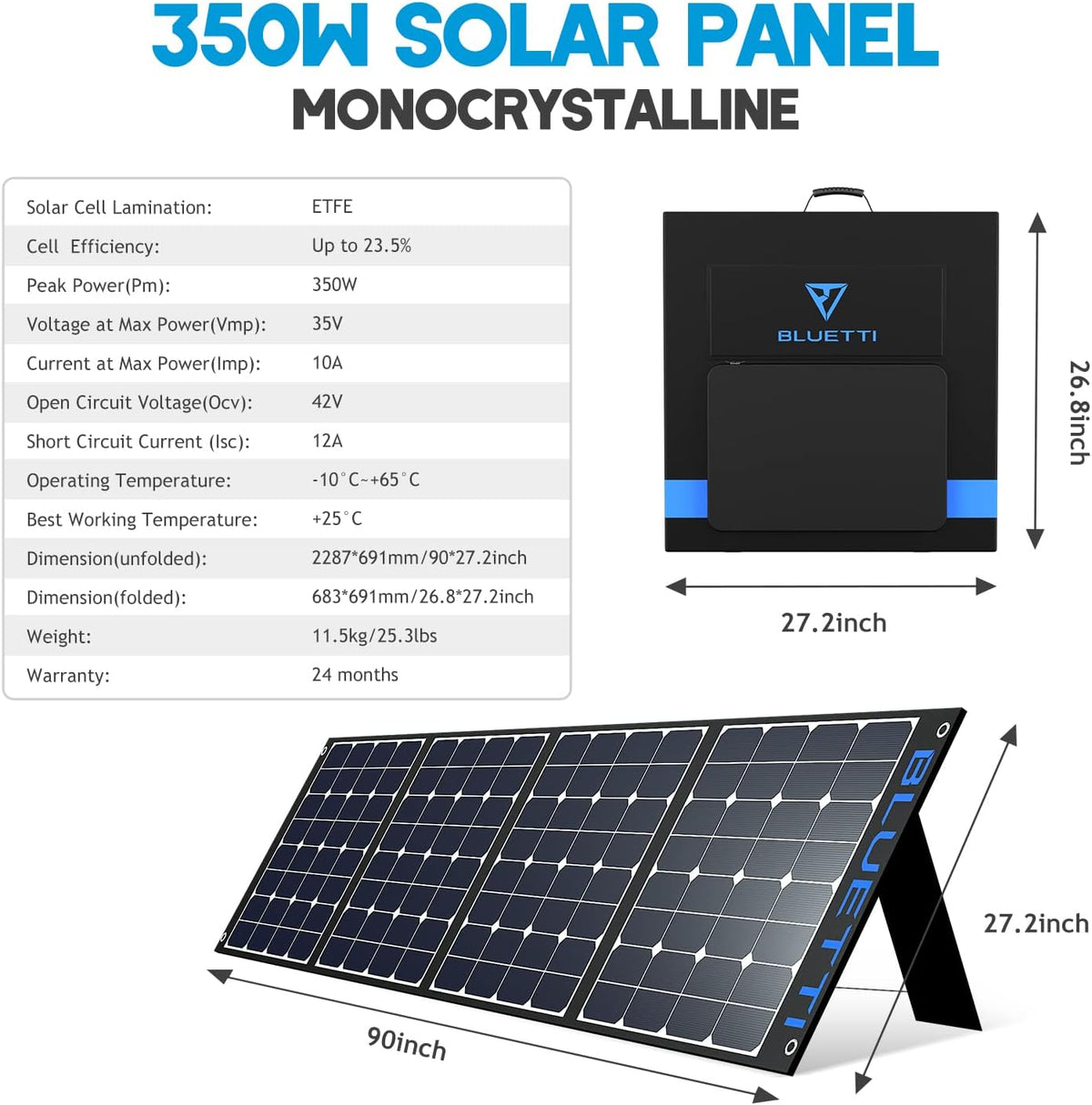 350W Foldable Solar Panel with Adjustable Kickstand U508