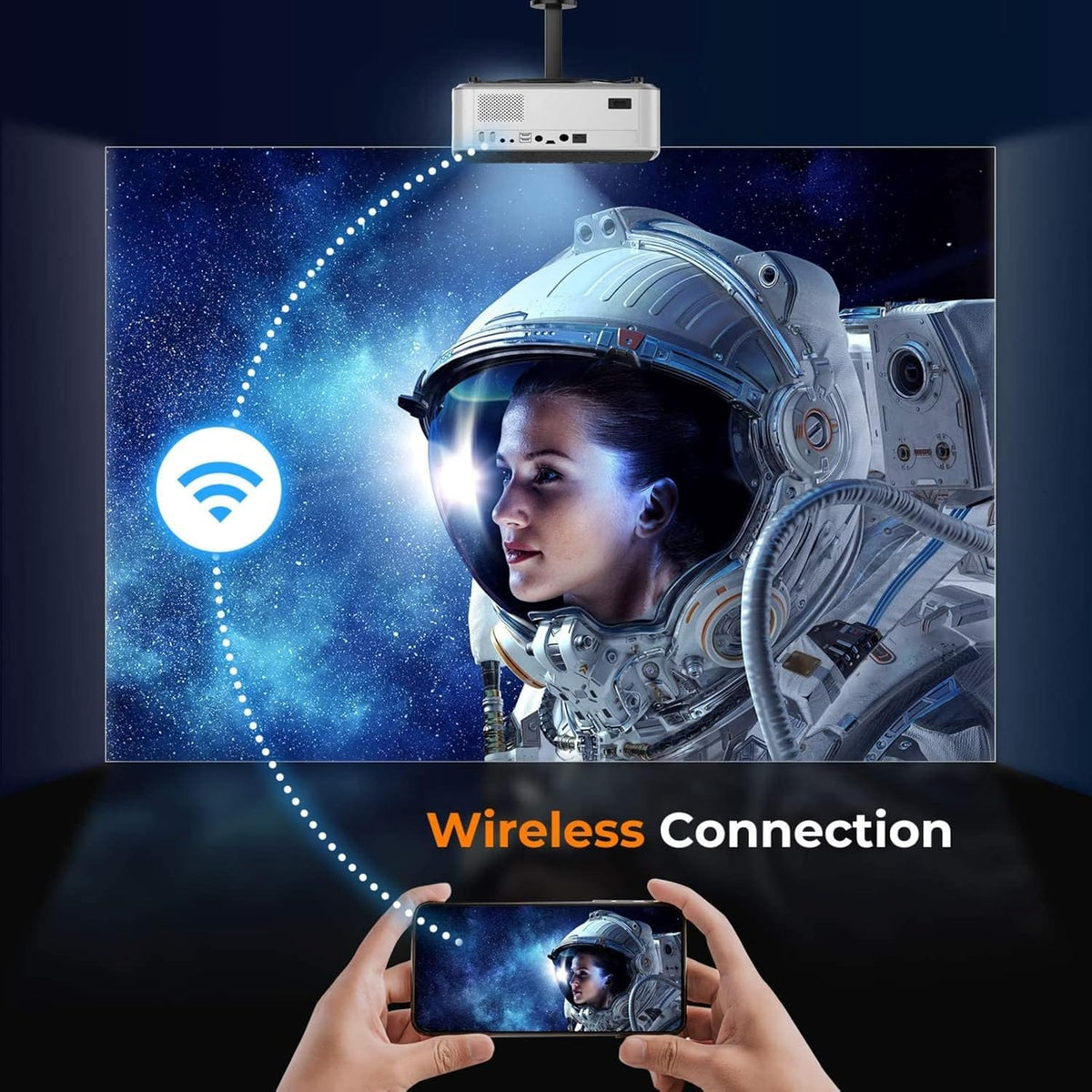 13000L Native 1080P Portable Smart Home Projector with WiFi and Bluetooth S942582
