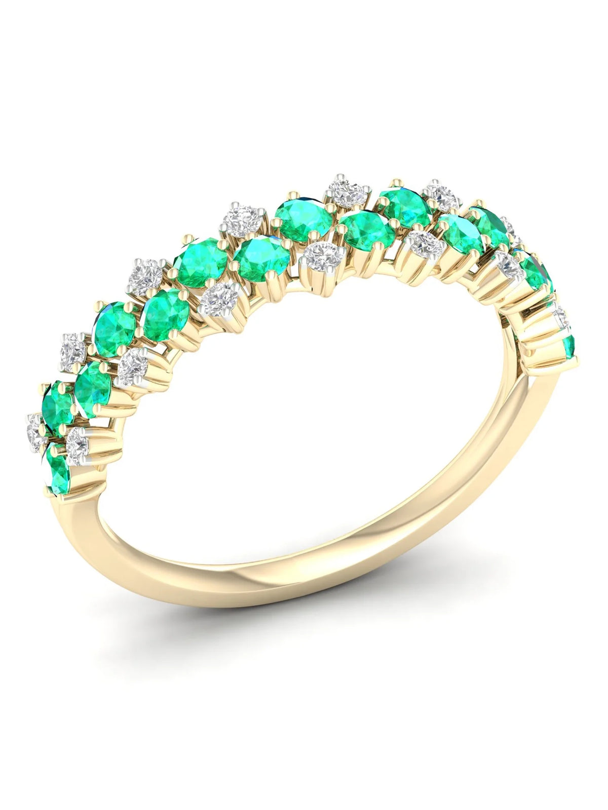 10k Yellow Gold Emerald Diamond Women's Band B61234