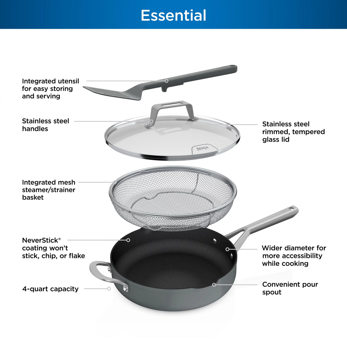 Sea Salt Grey Non Stick Pan N66606