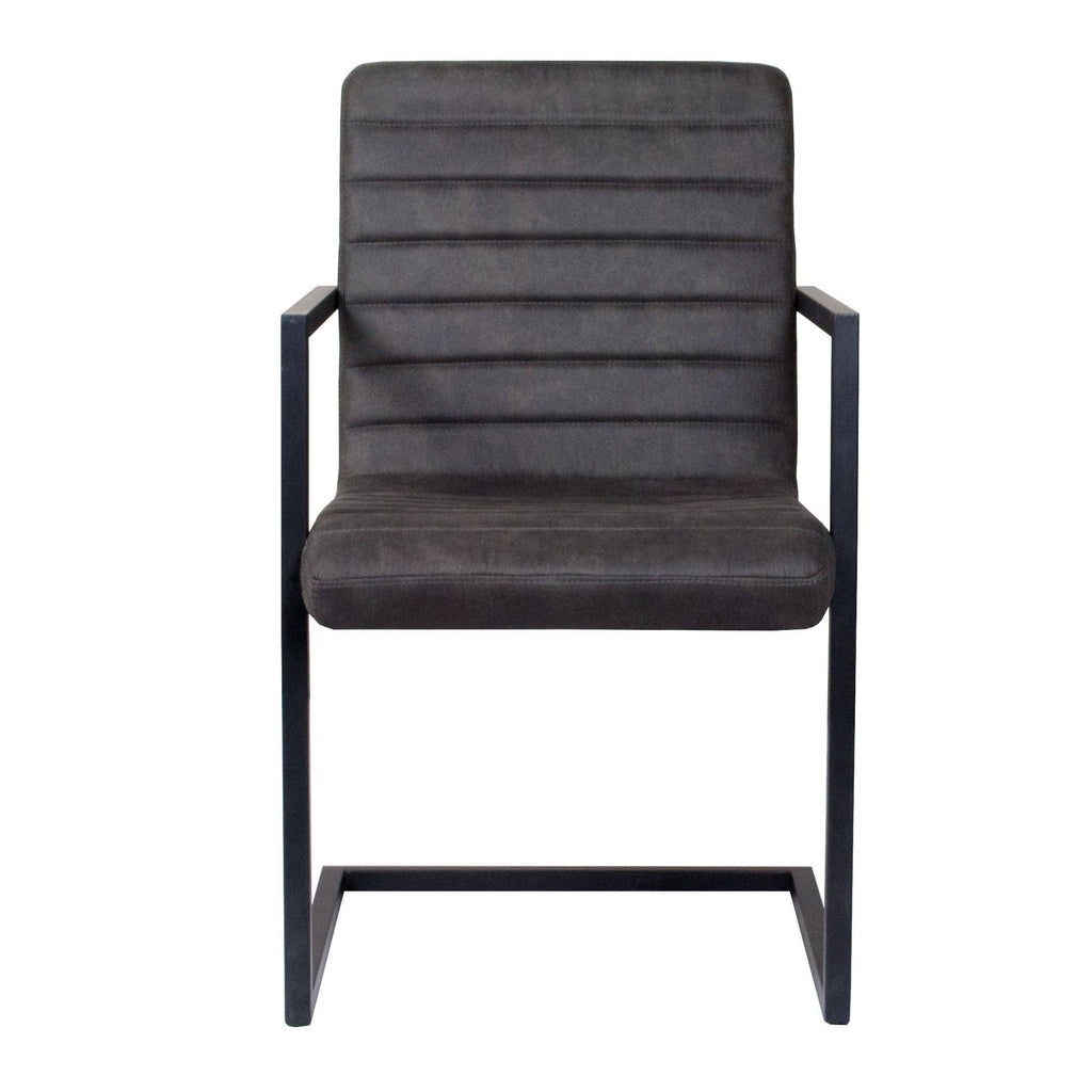 Set of 2 Modern Dining Side Chair with Leatherette - Black Grey K79653