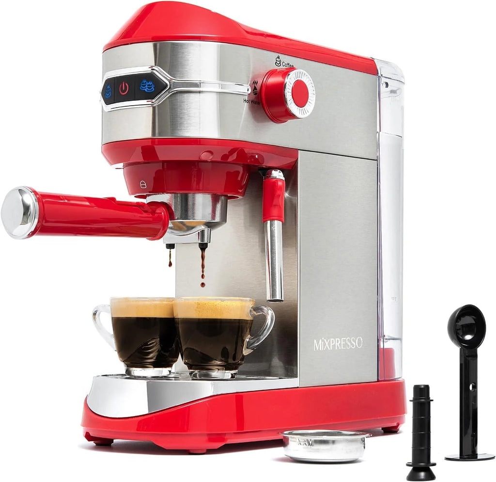 Automatic Espresso Machine with Milk Frother 15-Bar, 37-Oz Red X842