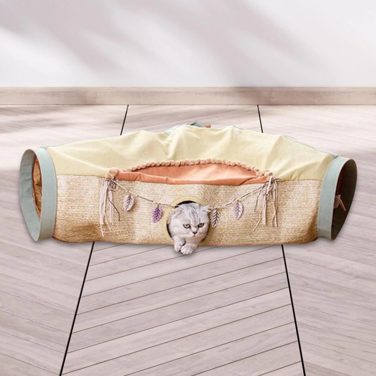 Orange and Green Folding Cat Tunnel Tube Maze L511524