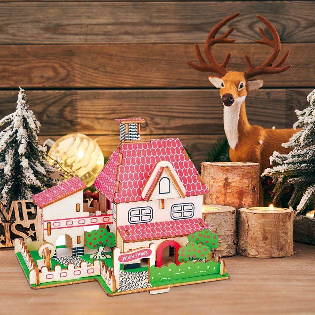 45Pcs 3D Wooden Puzzles DIY Building Model Toys N407
