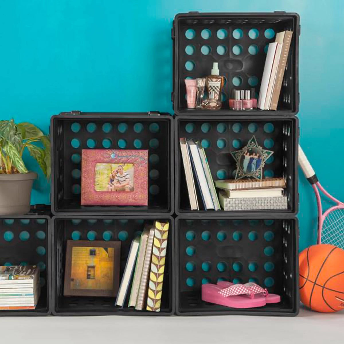 Stackable Storage Crate Organizer Bins with Handles, 18 Pack M165