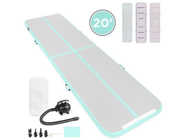 20ft Portable Inflatable Gymnastics Tumbling Air Floor Mat with Pump Carry Bag Green Y3060