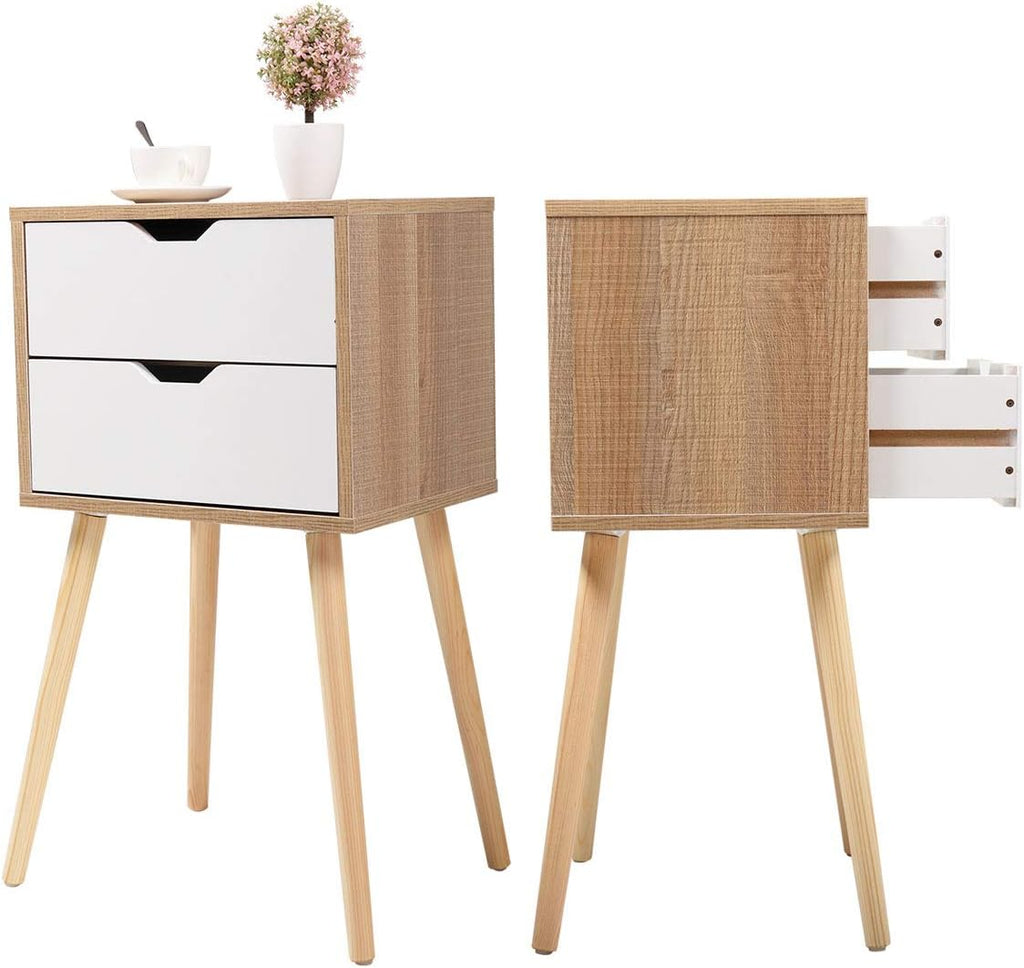 Blue 2 Drawer Wood Nightstand O55214