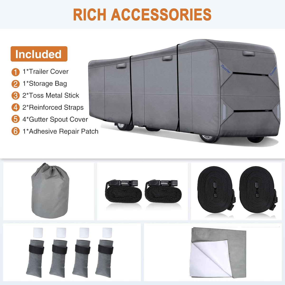 RV Cover Heavy Duty Camper Cover for 31’-34’ Motorhome Anti-UV Rip-Stop Breathable N9480