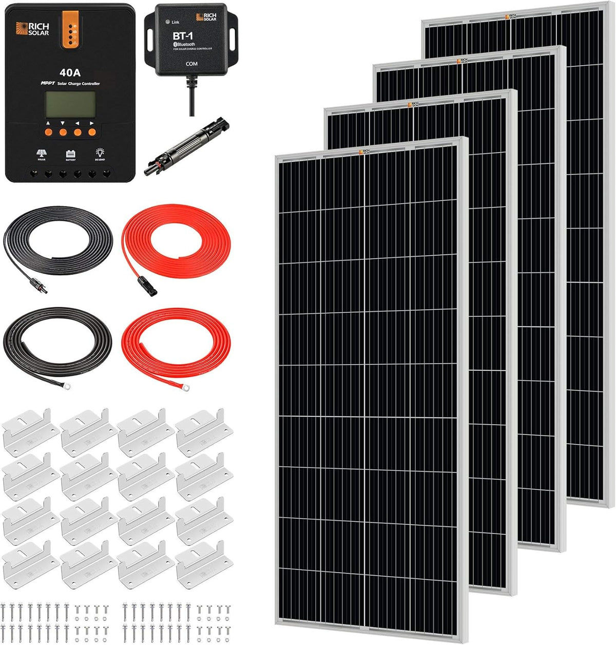 400 Watt 12 Volt 2 Pcs 200W Solar Panel Charge Controller Mounting Brackets Kit V6697