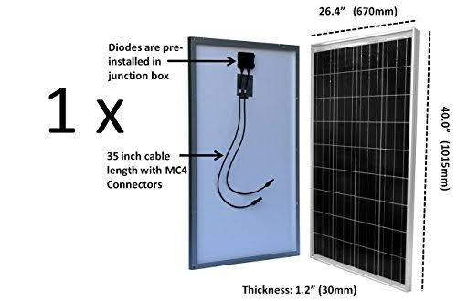 100 Watt Solar Panel Kit with LCD PWM Charge Controller + Solar Cable + MC4 Connectors + Mounting B J782002