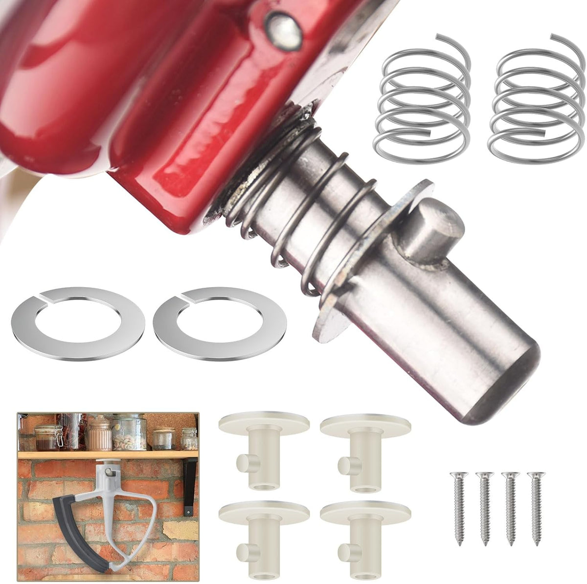 Spring and Washer for Stand Mixers, 2 Pack, 4 Set of Attachment Holders X438527