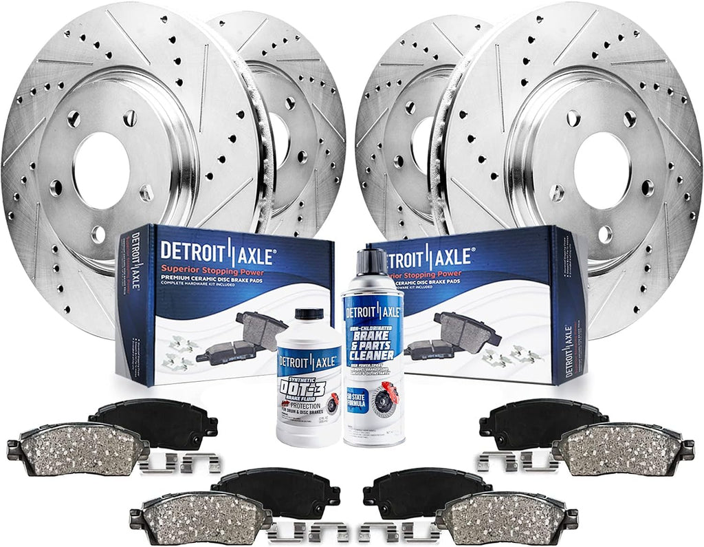 Front and Rear Drilled & Slotted Brake Rotors 10pc Set O460