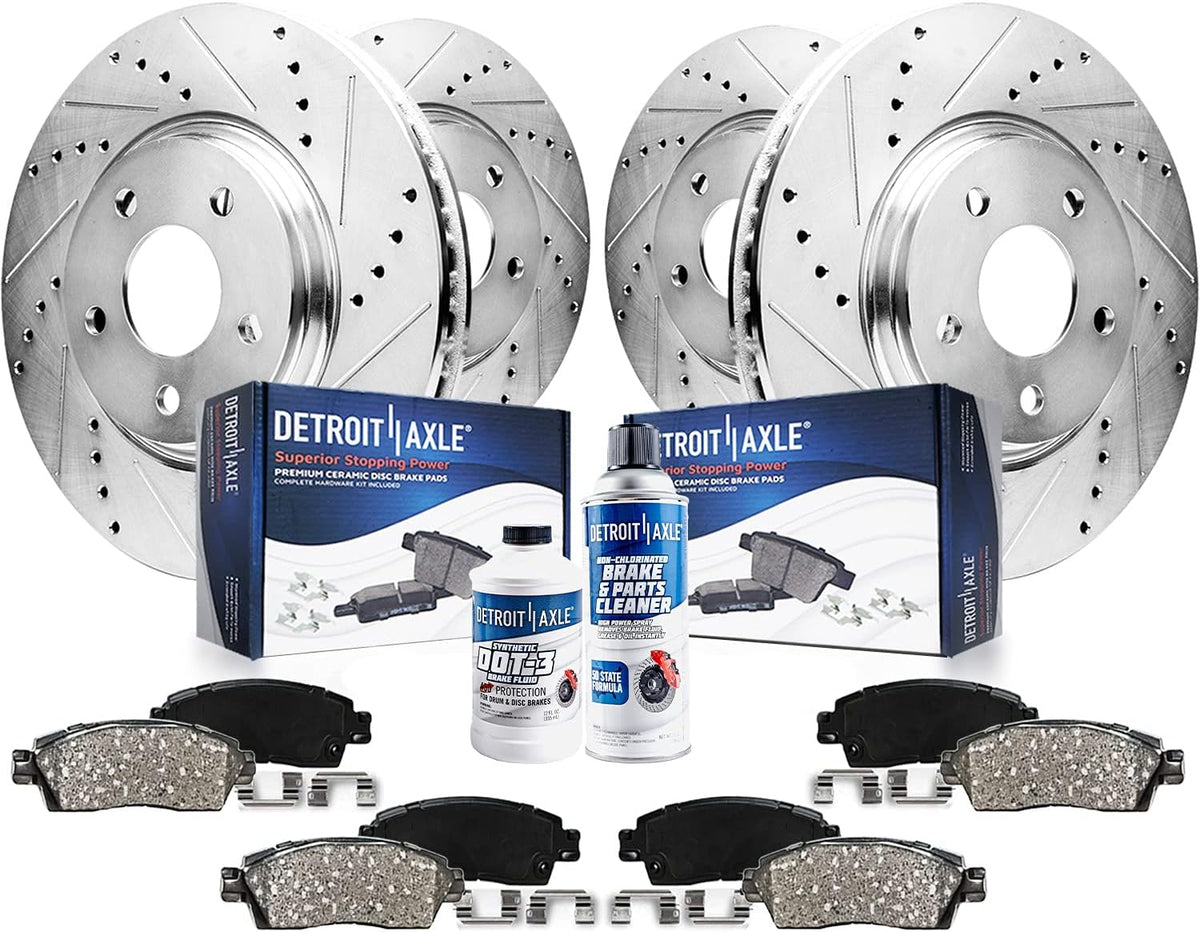 Front and Rear Drilled & Slotted Brake Rotors 10pc Set O460