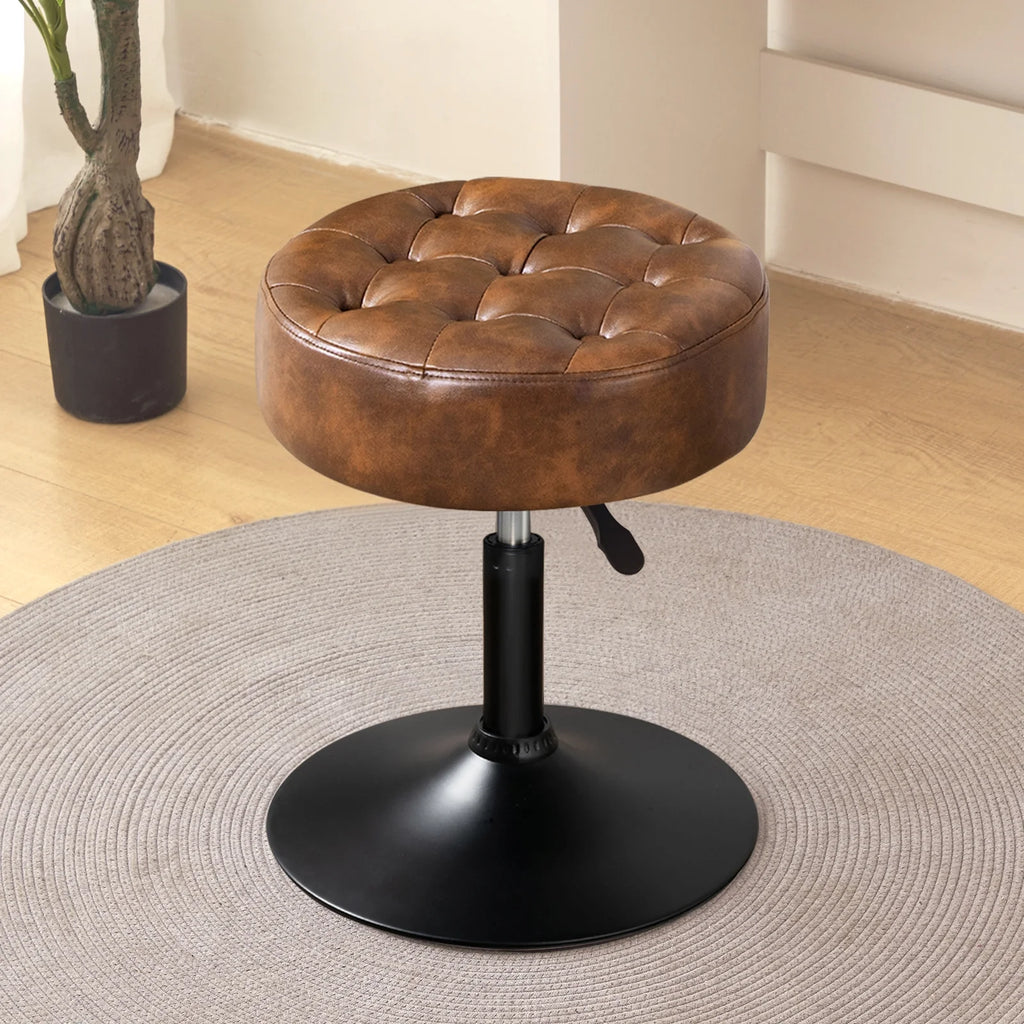 Adjustable Vanity Stool White Metal Frame U25153