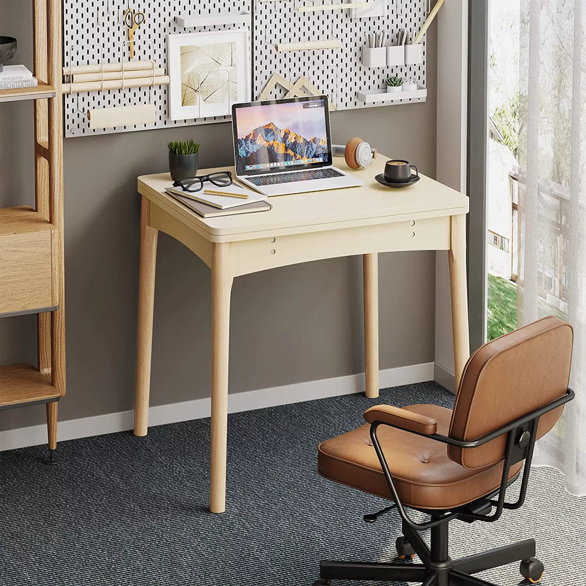 Folding Dining Table with Hidden Storage, Beige B8534