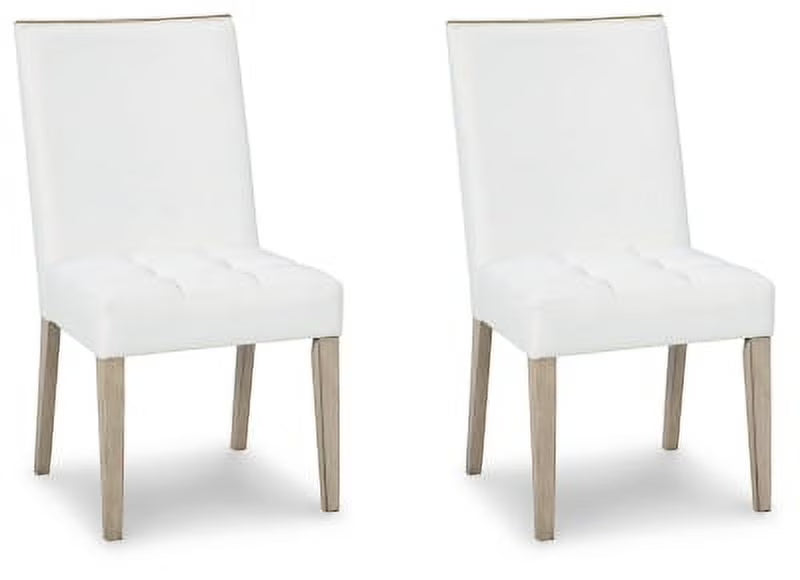 White & Beige Upholstered Side Chair, 2 Count X37964