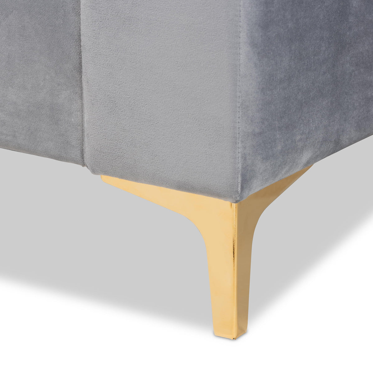 Light Grey Velvet Upholstered Gold Finished Twin Daybed A386779